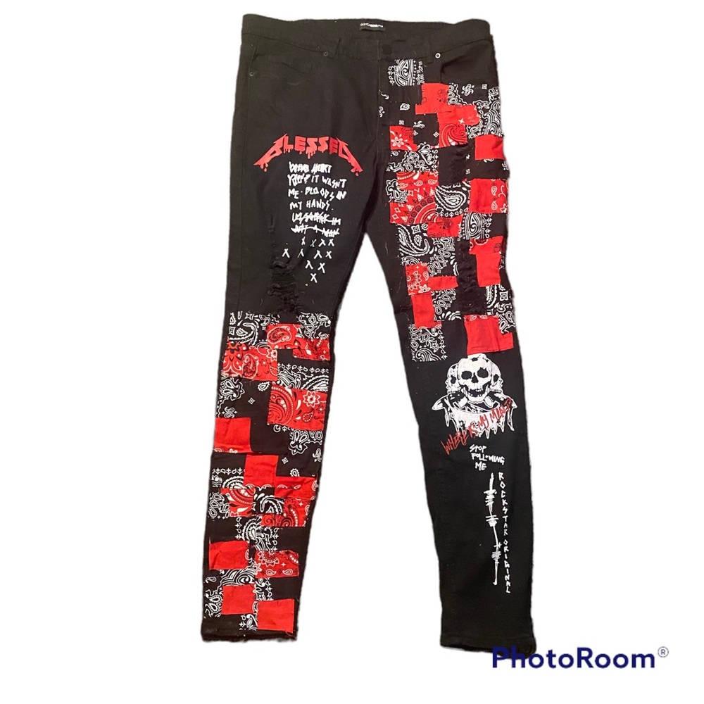 Unisex custom black skinny jeans